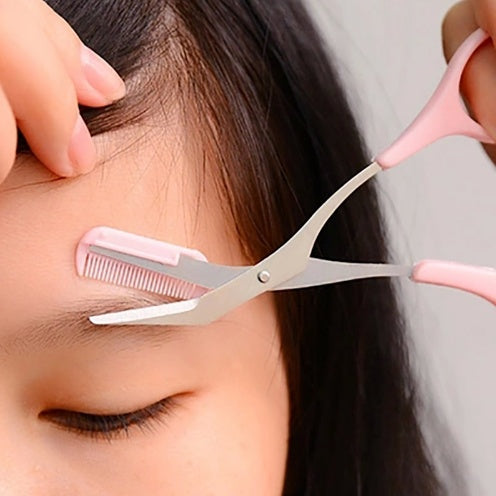 أدوات تجميل مقص حواجب مع مشط حواجب