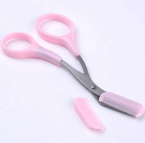 أدوات تجميل مقص حواجب مع مشط حواجب