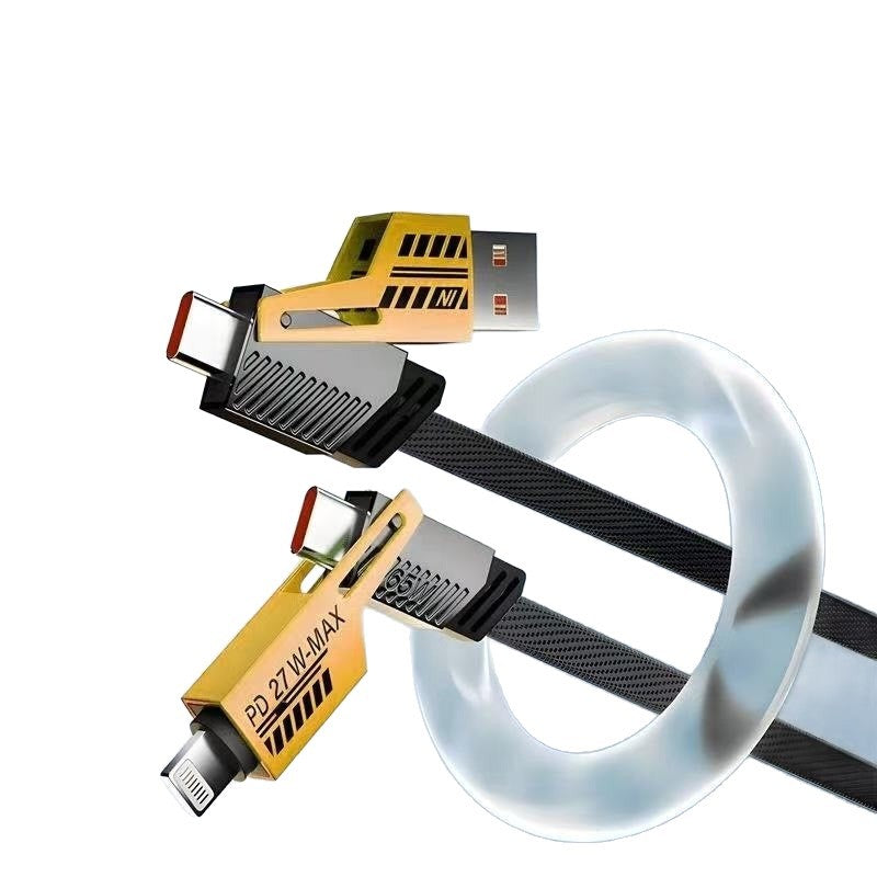 Suitable for Apple, Android, Mi, Huawei Four-In-One Fast Charging Mobile Phone Type-C Data Cable, Knife King Charging Cable