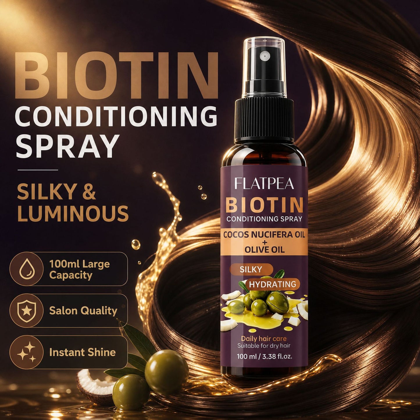 Cross-Border Spot Biotin Hair Care Spray for Deep Nourishment, Oil Control, Moisturizing, Volumizing Dry Hair, and Preventing Split Ends