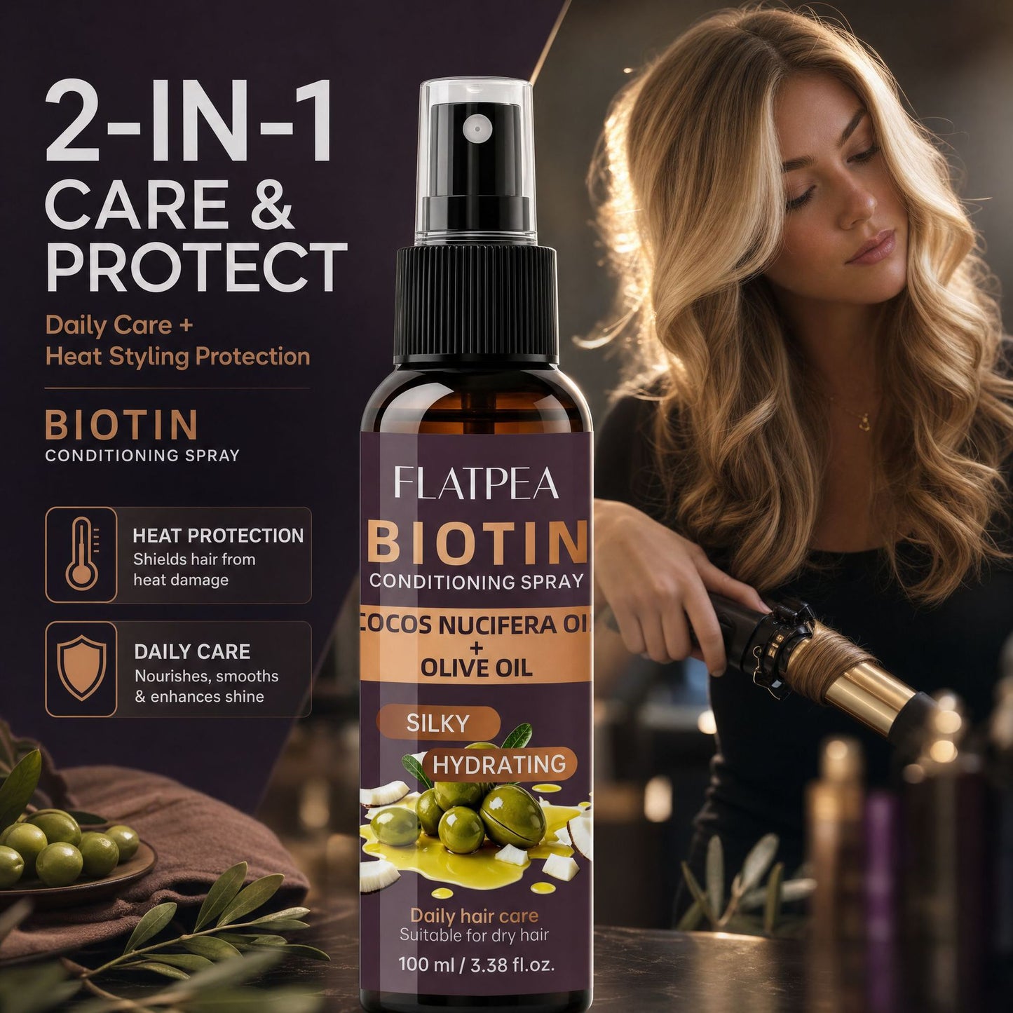 Cross-Border Spot Biotin Hair Care Spray for Deep Nourishment, Oil Control, Moisturizing, Volumizing Dry Hair, and Preventing Split Ends