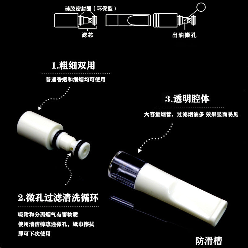 Yajue Yj-121 Circulating Cleaning Filter Cigarette Holder Thick and Thin Dual-Use Cigarette Holder Factory Direct Sale