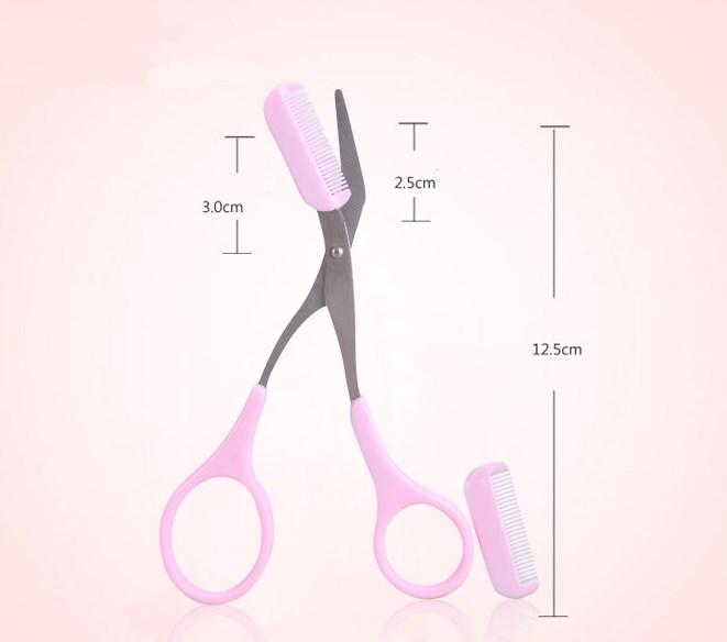أدوات تجميل مقص حواجب مع مشط حواجب