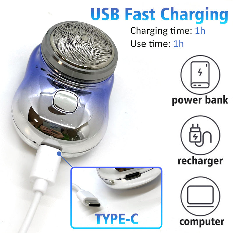 ماكينة حلاقة صغيرة محمولة بدون أسلاك للوجه قابلة لإعادة الشحن بمنفذ USB ماكينة حلاقة كهربائية للاستخدام الرطب والجاف بدون ألم صغيرة الحجم للحلاقة للرجال