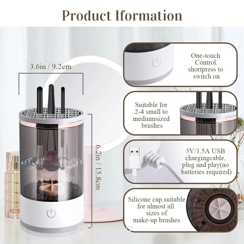 USB Plug Portable Electric Makeup Brush Cleaner with Rubber Makeup Machine Electric USB Quick Cleaner Cleaning Brush Collar Brus