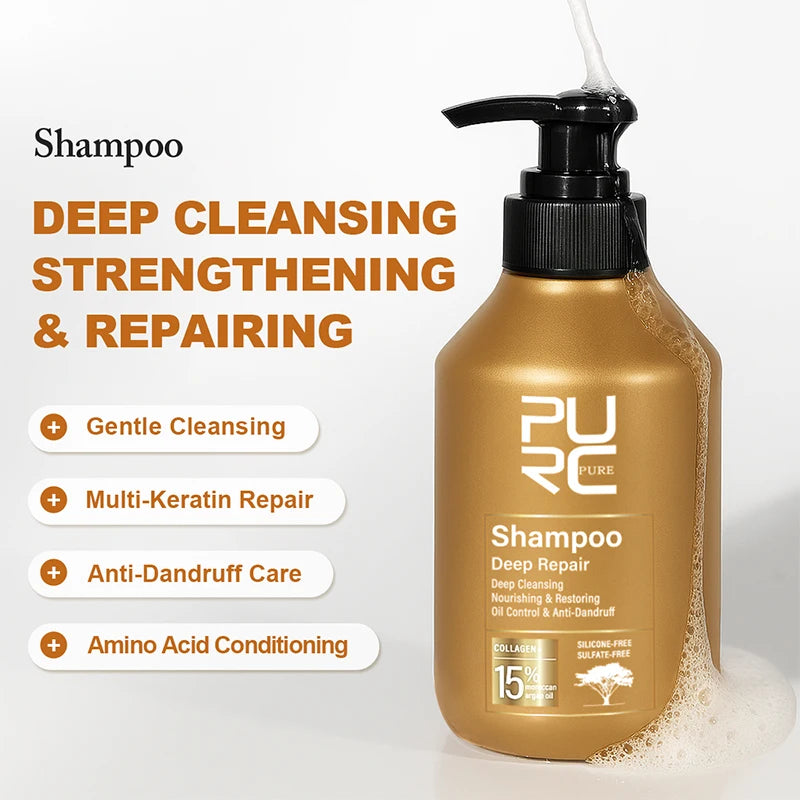 Morocco Argan Oil Shampoo Conditioner Set Amino Acid Keratin Smoothing Repair Damaged Hair Treatment Sulfate-Free Hair Care