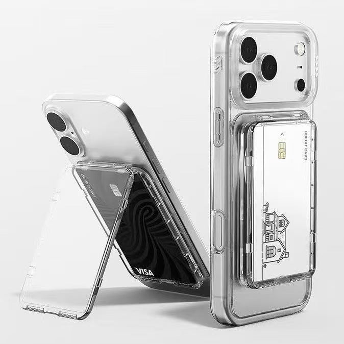 New Open-Top Card Holder for Bus Cards and Bank Cards, Transparent Pc Magnetic Card Holder, Universal Magnetic Phone Holder