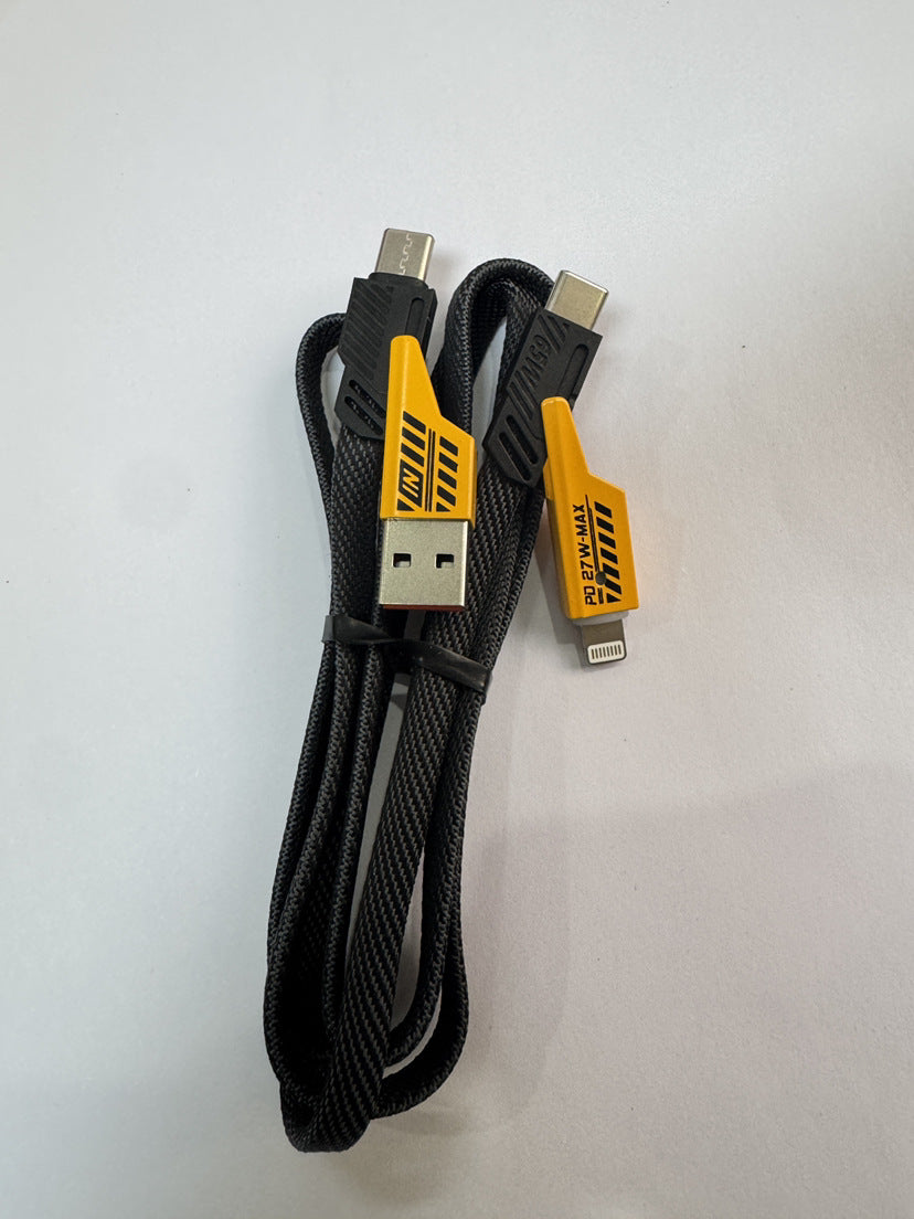 Suitable for Apple, Android, Mi, Huawei Four-In-One Fast Charging Mobile Phone Type-C Data Cable, Knife King Charging Cable